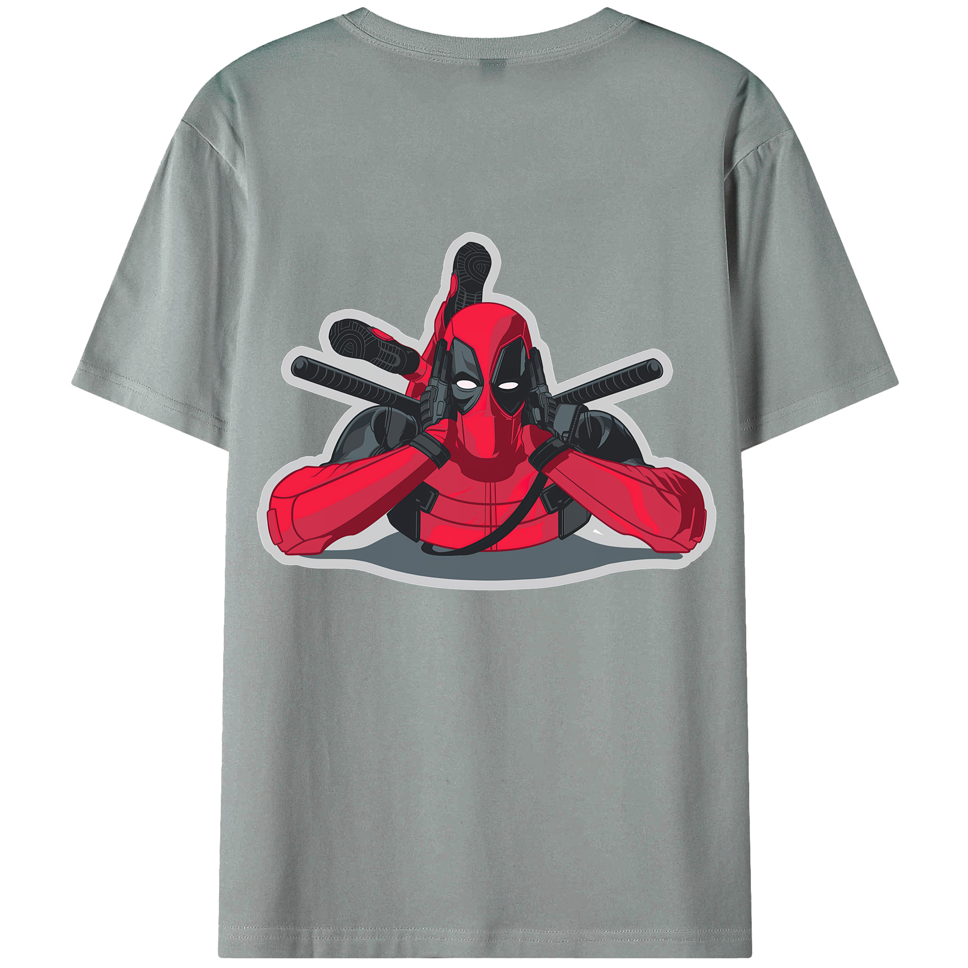 （画像用） Deadpool デッドプール 綿100％ メンズ半袖Tシャツ（バックプリント） 通気性